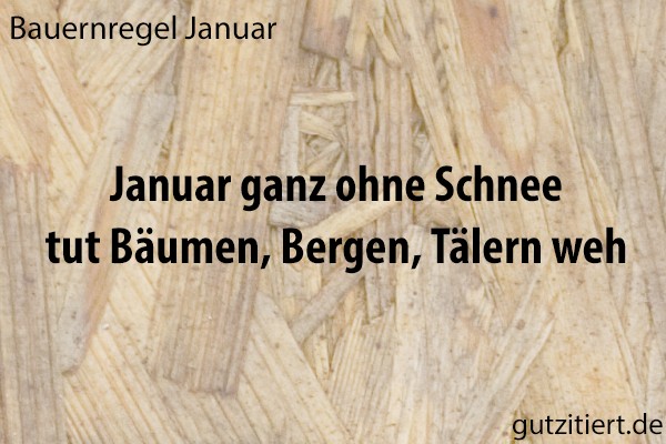 Bauernregel Januar ganz ohne Schnee tut Bäumen, Bergen, Tälern weh.