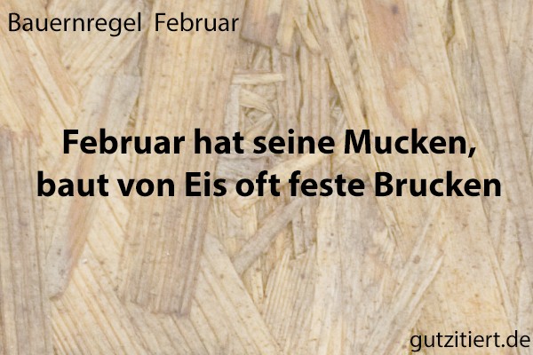 Bauernregel Februar hat seine Mucken, baut von Eis oft feste Brucken.