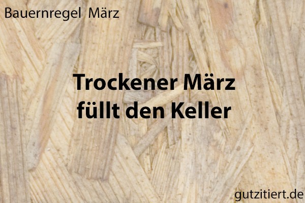 Bauernregel Trockener März füllt den Keller.