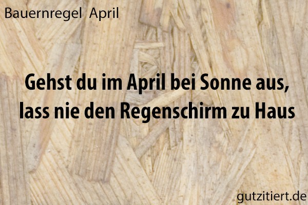 Bauernregel Gehst du im April bei Sonne aus, laß nie den Regenschirm zu Haus.