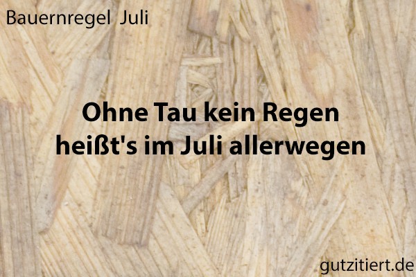 Bauernregel Ohne Tau kein Regen heißt's im Juli allerwegen.