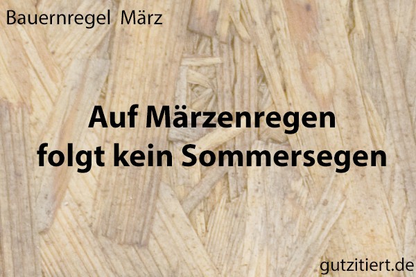 Bauernregel Auf Märzenregen folgt kein Sommersegen.