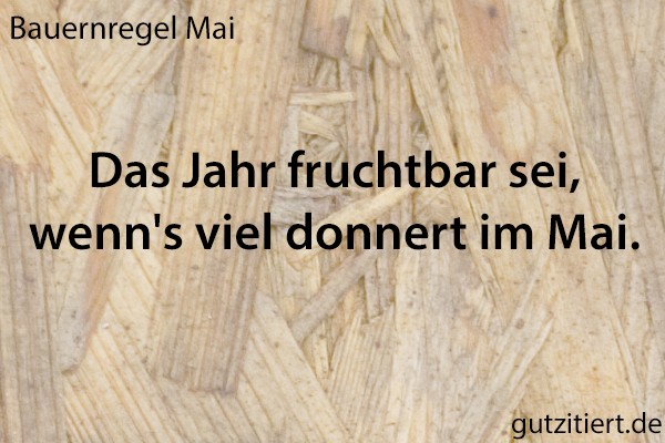 Bauernregel Das Jahr fruchtbar sei, wenn's viel donnert im Mai.