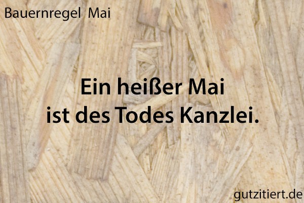 Bauernregel Ein heißer Mai ist des Todes Kanzlei.