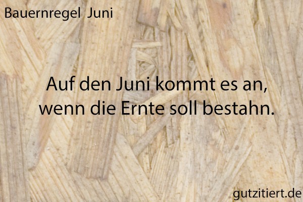 Bauernregel Auf den Juni kommt es an, wenn die Ernte soll bestahn.