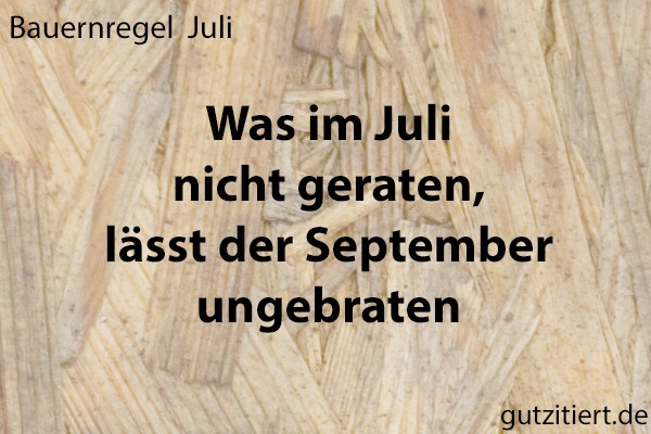 Bauernregel Was im Juli nicht geraten, lässt der September ungebraten.