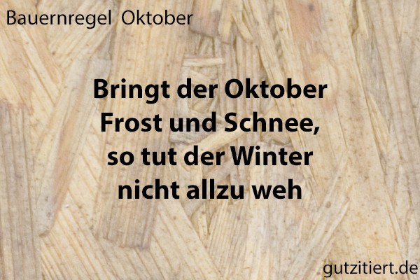 Bauernregel Bringt der Oktober Frost und Schnee, so tut der Winter nicht allzu weh.