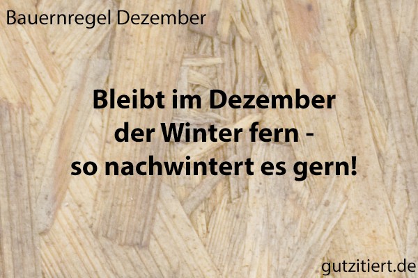 Bauernregel Bleibt im Dezember der Winter fern - so nachwintert es gern!