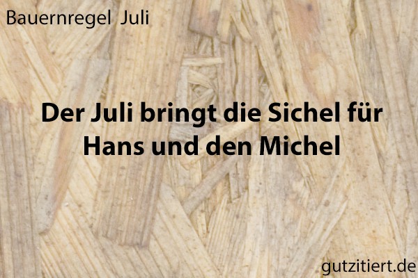 Bauernregel Der Juli bringt die Sichel für Hans und den Michel.