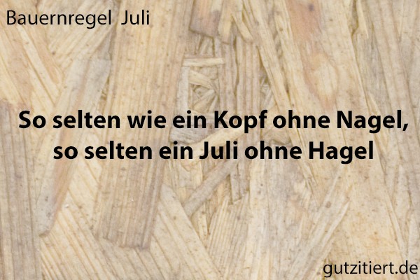 Bauernregel So selten wie ein Kopf ohne Nagel, so selten ein Juli ohne Hagel.