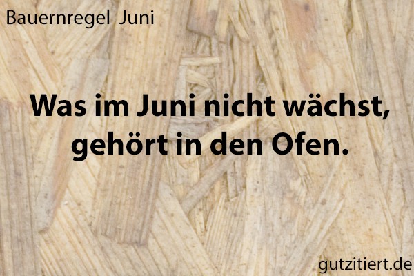 Bauernregel Was im Juni nicht wächst, gehört in den Ofen.