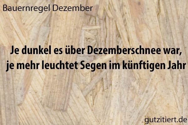 Bauernregel Je dunkel es über Dezemberschnee war, je mehr leuchtet Segen im künftigen Jahr.