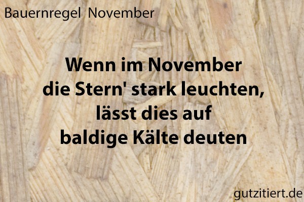 Bauernregel Wenn im November die Stern' stark leuchten, läßt dies auf baldige Kälte deuten.